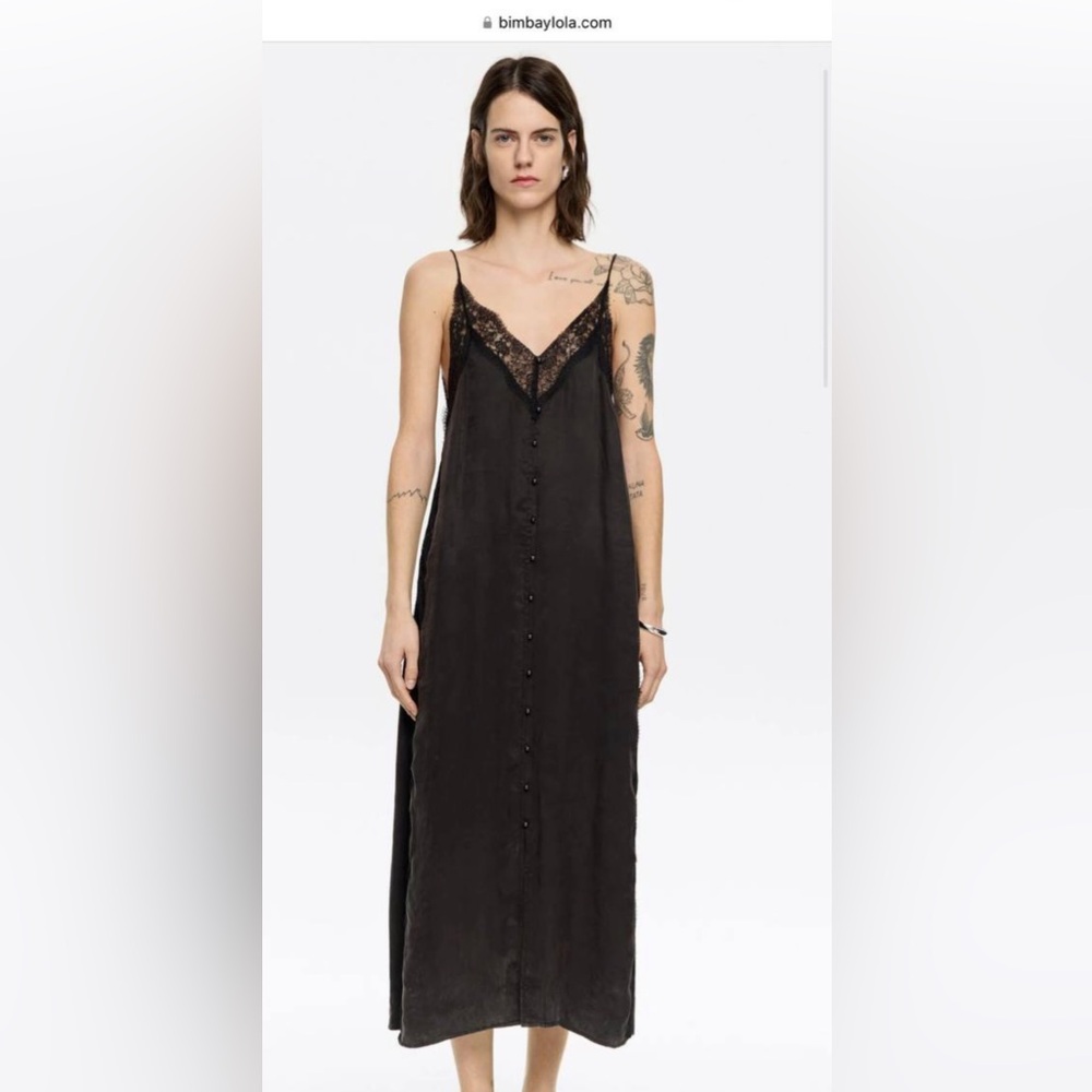 Chic Black Lace Button-Down Slip by Bimba Y Lola